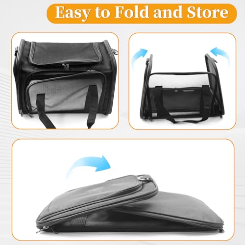 SI SEN Trasportino gatti, 45 x 30 x 30 cm, trasportino gatti con griglia a tre lati, pieghevole, adatto per gatti e cani sotto i 6 kg, M - grigio - Immagine 5