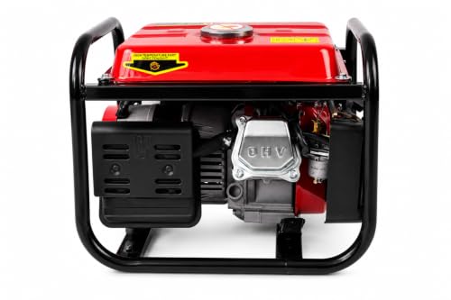 Image of Petrol Generator 1kVA with 6L Fuel Tank, Red & Black, VP1800 (1 Kilowatt) | 3.0 HP Engine, AC & DC Output, Circuit Protector, Built-in Voltmeter, Heavy Duty Frame