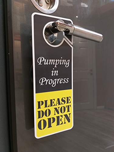 Do Not Disturb Sign - Pumping In Progress Do Not Open, Door Hanger 2 Pack, Double Sided, Ideal For Using In Any Places #TOP3