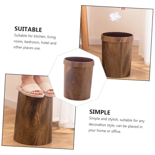 Caneca de basura doméstica con diseño de madera y anillo para presionar miniatura 7