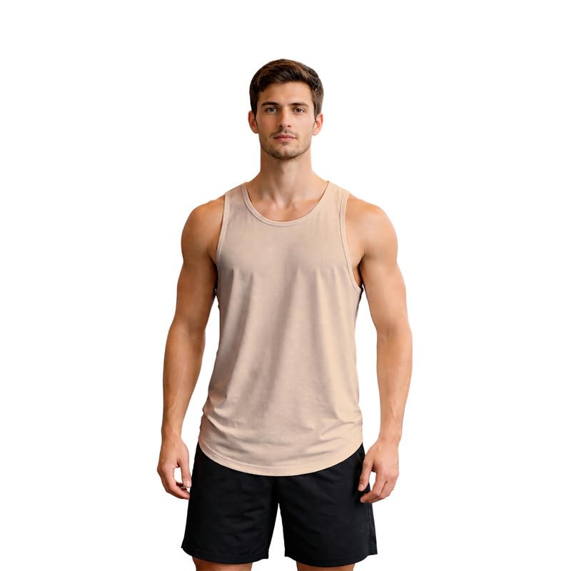 fbar Men Solid Active Gym Vest Coral-picture-17