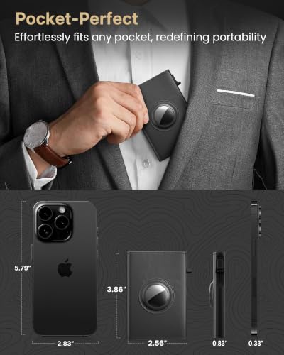 Image of typecase AirTag Wallet for Men: Compatible with Apple AirTag (1st & 2nd Generation), RFID Blocking, Genuine Leather, Slim & Minimalist Design - 14 Card Capacity | ID Window | Cash Slot (Grey)