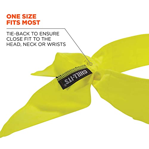 Image of Ergodyne womens Cooling Bandana Embedded Polymers Tie, Lime, One Size US, 1 Count (Pack of 2)