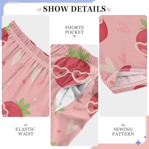 ZZXXB Strawberry with Glasses Boys Long Pants Soft Trousers Elastic Waist Kids Lounge Bottoms with Pockets S-XL4