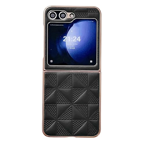 Image of A rtistque Premium Pu Leather Back Cover Case for Samsung Galaxy Z Flip 5 | Drop Protection | Smooth Grip | Raised Camera Edges - Black