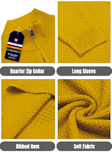 Image of TYSORT Men High Neck Zipper Full Sleeve Waffle Knitted Winter Sweater,Waffle Knit Sweater for Men