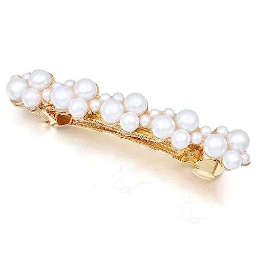 Barrettes à cheveux vintage avec perles et cristal pour coiffure de mariage type B