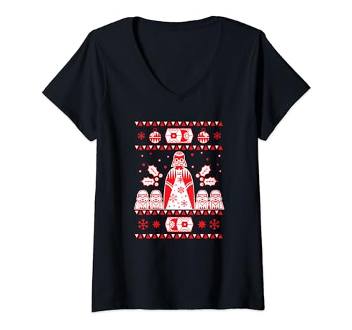 T-shirt de Noël Star Wars pour soirée Ugly Sweater avec motif Dark Vador col V