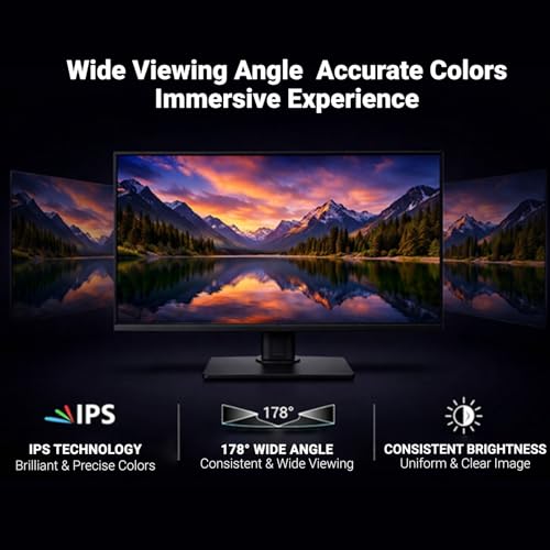 Image of 27 Inch QHD Computer Monitor, 2560 x 1440 2K IPS Panel, 100 Hz, 100% sRGB, 1500:1 Contrast Ratio, HDR10, FreeSync, DisplayPort, HDMI, USB Ports, VESA Mountable for Home Office, Black