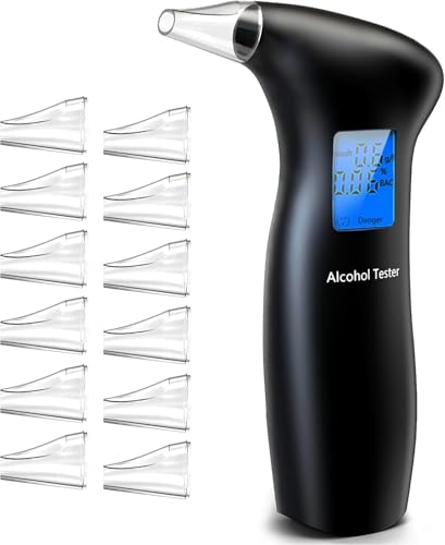 Image of Breathalyzer Alcohol Tester for Personal Use, Portable Breath Alcohol Tester with LCD Display, 12 Replaceable Mouthpieces, Compact Alcohol Tester for Home, Party & Travel