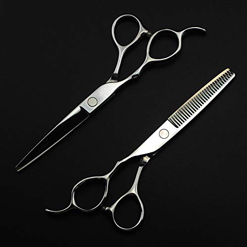 Hair Cutting, 6inch 5 Colors Professional 440c Left Handed Hair Cutting Barber Haircut thinning Hairdressing Set (Color : Silver Set)