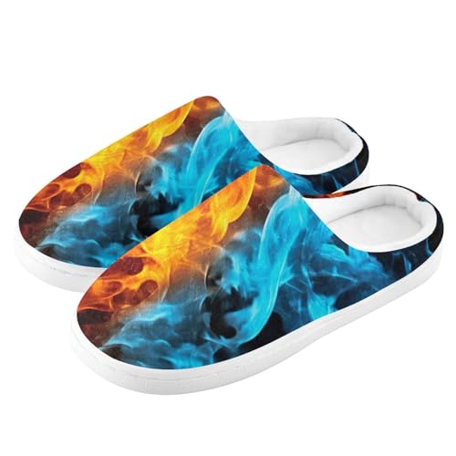 Fire Water Flame Dragon Animal Slippers for Women Men Indoor Slippers Memory Foam Fuzzy Slippers House Shoes for Indoor Outdoor Size 6/74