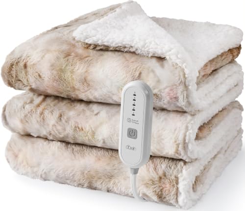 Dowin Electric Blanket Full Size,72'x84' Faux Fur Heated Blanket with Single Controller, 5 Heating...