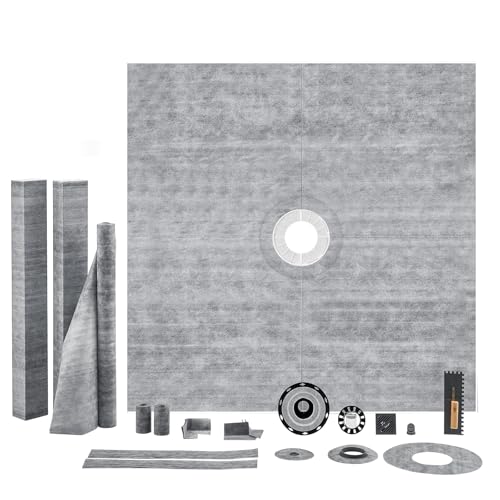 VEVOR Kit de marco de ducha plato de ducha de 1828x1828 mm brida central ABS de 2 pulgadas, rejilla de acero inoxidable, membrana y tira impermeables, varillas inclinadas para plato de ducha para baño