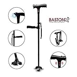 CW0607 Bastón Ajustable De Baston Baston Prox2 para Las Personas Mayores W/LED De Luz, Pliegues para Viajes W/Doble Asas Y Una Base Giratoria Todo Terreno para La Estabilidad