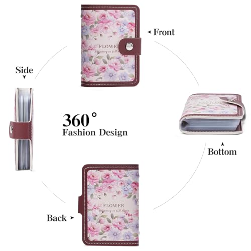 Image of RNIEGA Card Holder for Women Small Womens Wallet Vegan Leather RFID Blocking Transparent Card Case with 22 Slots