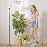 室内植物用成長ライト フルスペクトル栽培ランプ（台座スタンド付き）自動タイマー機能（3時間/9時間/12時間）10段階調光可能高さ調節可能（51-67インチ）（黒）