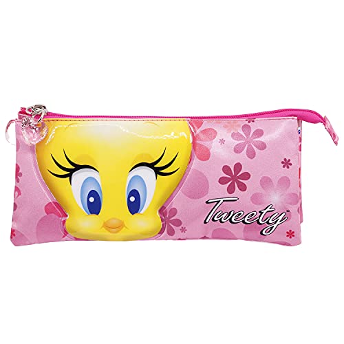 Preisvergleich Produktbild Tweety Pink Flowers-Dreifach Federmäppchen, Rosa
