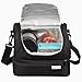 Insulated Lunch Bag - Men's Dual Compartment Bento Box Tote with Zipper Closure - Black and Blue