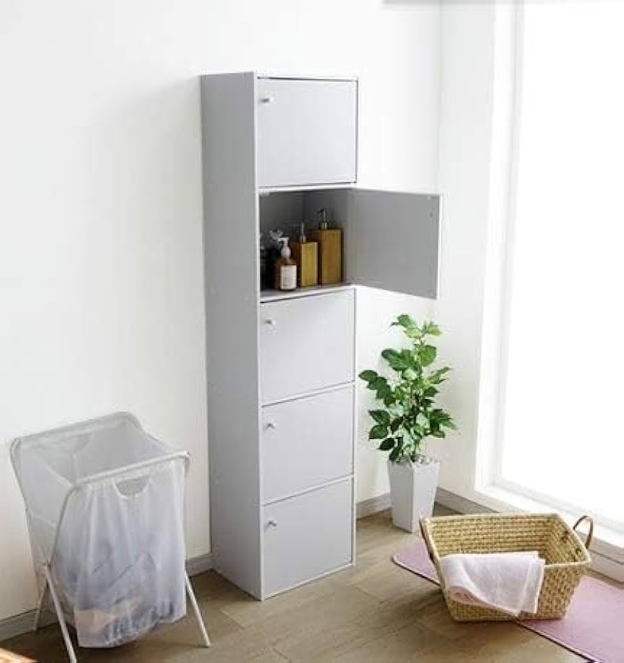 Amazon｜カラーボックス 5段 扉付 幅41.5奥行29高さ168cm 本棚