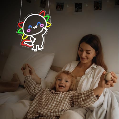 Image of Axolotl Neon Sign, Neon Signs for Wall Decor Neon LED Signs Room Neon Light Up Signs Home Decor for Bedroom Club Party Bar Shop USB Operated