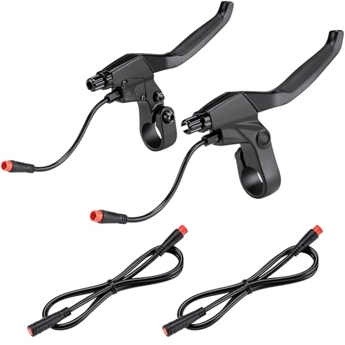 E-Mangue 2-polige Bremshebel mit Verlängerungsleitung, Bremshebelgriff Lenkergriffe 2 Drähte links & rechts für Elektrofahrrad E-Bike Ersatzteile (1 Paar)