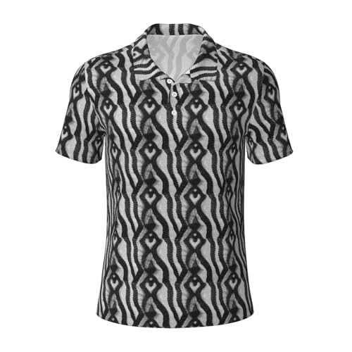 Polo de golf anti-transpiration imprimé serpent noir et blanc