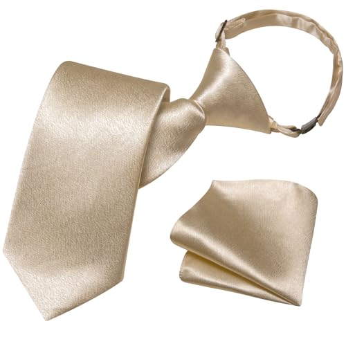 Image of Barry.Wang Boys Ties Pre-Tied Satin Solid Color Kids Tie Pocket Square Set Adjustable Formal Necktie Graduation School