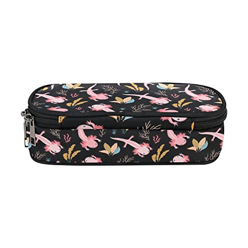Image of ANANGTEE Cute Axolotls Pencil Case for Boys Teen Girls Navy Blue 10 | Adorable Weeds Large Capacity Back to School Suppies Zippers Pouch, Office Desk Organizers Soft Pen Box