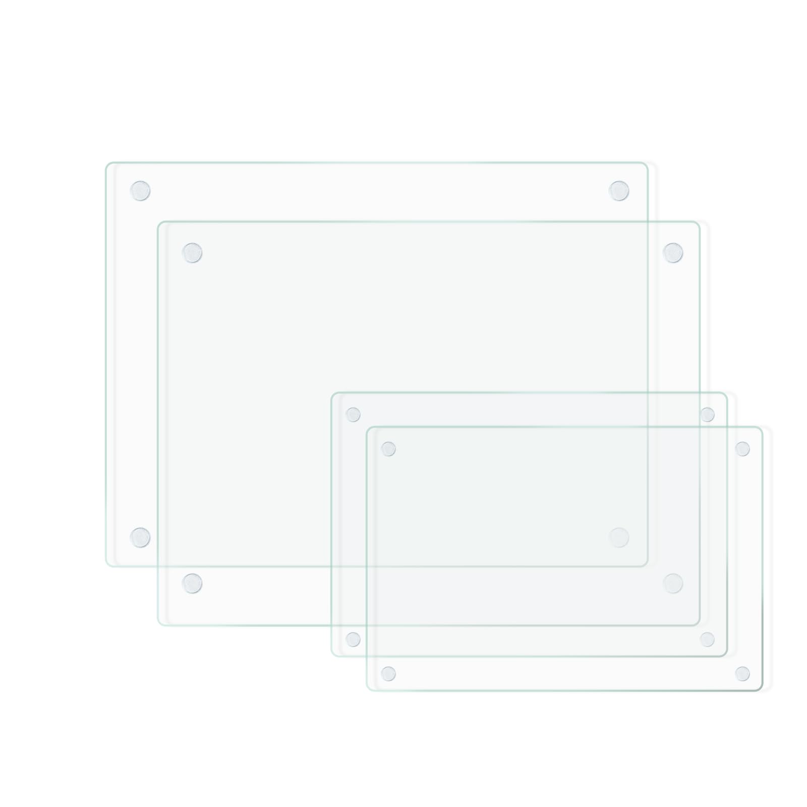 Hifogang Glass Cutting Board, Clear Tempered Glass for Kitchen 4 Pcs, with Rubber Feet, Non-Slip, Durable Shatter Resistant, Dishwasher Safe, Scratch