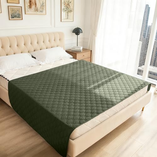Image of gogobunny 100% Double Sided Waterproof Dog Blanket Soft Pet Bed Cover Reversible Protect Furniture Couch Sofa Car for Puppy Cat Kids (Dark Olive /Light Olive, 82x102 Inch (Pack of 1))