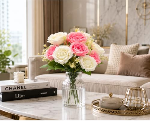 Image of Divyakosh Artificial Flower for Vase's (10 Peony Flowers), Artificial Flowers Bunch (Vase Not Included), Luxury Floral Centerpiece for Living Room Dining Table Office Decor