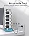 Power Strip Tower Surge Protector, JACKYLED 20 Outlets 6 USB (2 USB C) Charging Station, Extension Cord with Multiple Outlets, 1050J 1625W/13A Outlet Extender 6.5ft Extension Cord for Home Office