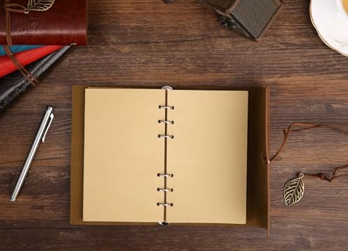 Image of TRIVAH Leather Writing Journal, Refillable Travelers Notebook,Art Sketchbook, Travel Diary with Blank Paper (Orange, 7 Inch)