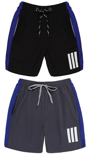 Image of Pack 2 Polyester Sports Shorts for Boys & Girls with Zipper Pockets
