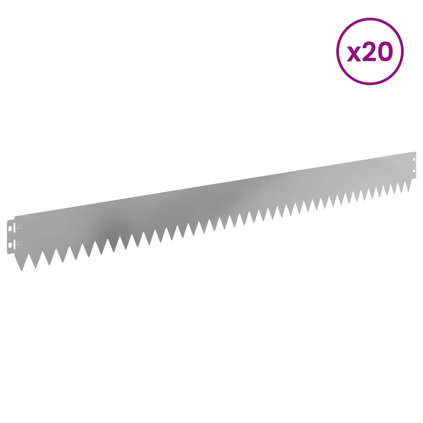Lot de 20 bordures de pelouse en acier - 103 x 10 cm - Résistantes aux intempéries - Bordure de jardin flexible pour parterres, rebords, chemins et terrasse - Avec système d'emboîtement