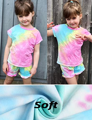 Greatchy Girls Tie Dye Clothes Pullover Top Short Pants 2Pcs Cotton Short Sleeve Tracksuit Outfit #TOP4