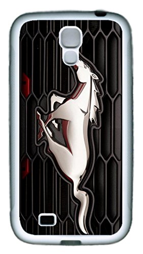 Samsung Galaxy S4 Case, S4 Case - Protection Soft Bumper Case Cover for Samsung Galaxy S4 I9500 Ford Mustang Car Logo 6 Scratch-Resistant White Soft Rubber Case for Samsung Galaxy S4 I9500