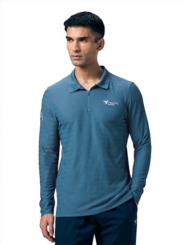 Image of TECHNOSPORT Men's Slim Fit Full Sleeve Polo T-Shirt with Collar, MATPIQ Quick Dry Moisture Wicking Polo Tee for Gym Sports Golf and Casual Wear