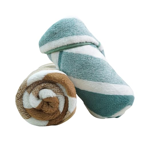 Image of MAXOSHINE Hand Towel Set of 2-Super Soft Quick Dry Microfiber Face Towel for Women Men-Hanging Loop Napkins for Wash Basin Gym Sports Travel-40 x 60 cm ((Green /Brown, Set of 2)