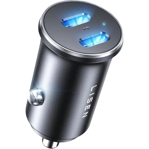LISEN 90W USB C Car Charger Fast Charge, Dual PD 45W Car Cigarette Lighter USB C Socket for iPhone 17 Pro Max 16 15 Samsung S26 S25 Ultra iPad Metal 12V Type C Adapter Car Van BMW Accessorie