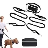 Joggingleine Hunde, Laufleine Freihandleine für Hunde, Bauchgurt Freihändige Hundeleine mit bauchgurt zum Joggen Laufen Wandern mit Dual Griffe, Reflektierende Nähte (#09, 2 Leinen)