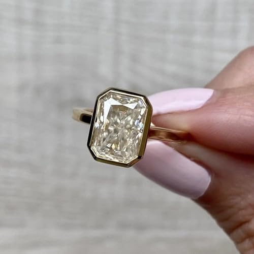 2.5CT Emerald Cut Moissanite Bezel Set Engagement Ring Radiant Cut Minimalist Anniversary Ring D Color VVS1 Clerity Solitaire Party Wear Jewelry Gift for Love4
