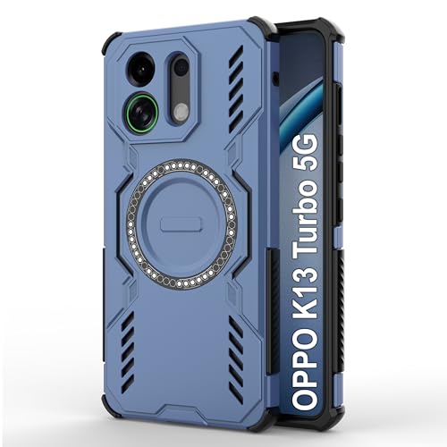 Image of Zapcase Back Case Cover for Oppo K13 Turbo 5G | Magnetic Case with Built-in Metal Ring | Supports MagSafe Charger, Wallet & Car Mount | Shockproof Hybrid PC + TPU | Blue
