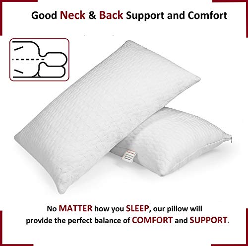 Image of 2 Pieces 400 GSM Breathable Fabric Soft Fluffy Sleeping Pillows (17 inch x 27 inch, 43.18 cm x 68.58 cm, White)