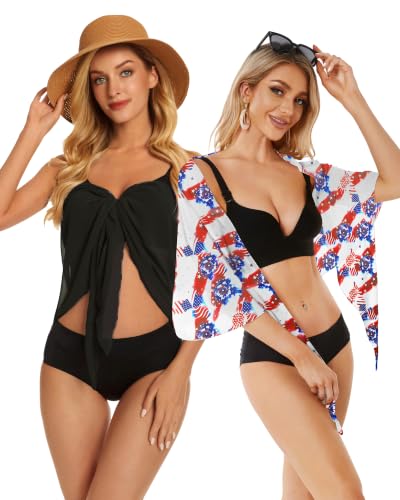 Image of CHICGAL 2 Pieces Women Beach Sarong Bathing Suit Wrap Skirt Sheer Bikini Swimsuit Cover Ups for Swimwear
