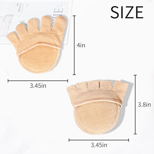 Image of SooGree 2Pairs Toe Topper Half Socks - Ball of Foot Cushions, Forefoot Pads for Women No Show Socks