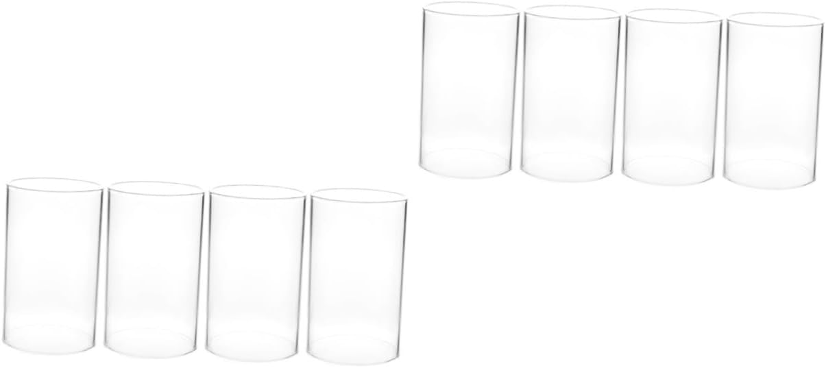 PRETYZOOM 8pcs Transparent Glass Candle Shades Simple Style Candle Covers for Home Decor Windproof and Decorative Holders