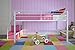 DHP Junior Twin Metal Loft Bed with Storage Steps, Multifunctional Space-Saving Solution - White with Pink Steps