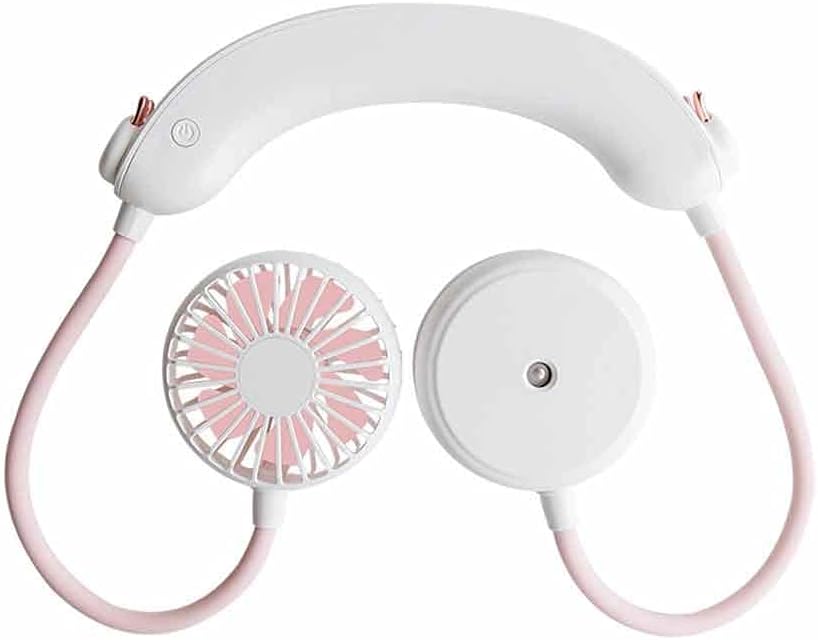 Mini Hanging Neck Fan Portable USB Rechargeable Outdoor Air Cooling Fan Hands-Free Neck Band Electric Fan Heat Sink (Color : Black) (White)